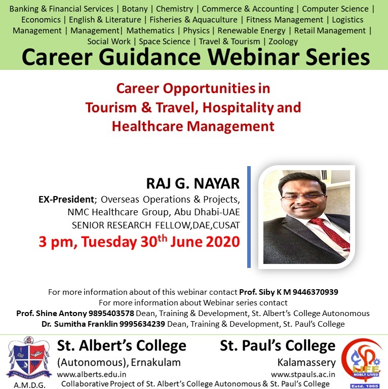 Webinar on Career Opportunities in Tourism & Travel and Healthcare Management