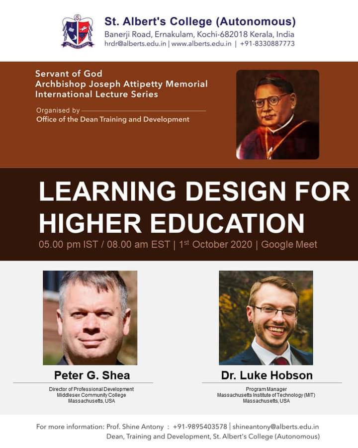 *SG. Archbishop Joseph Attipetty Memorial International Lecture Series* on *Learning Design for Higher Education*