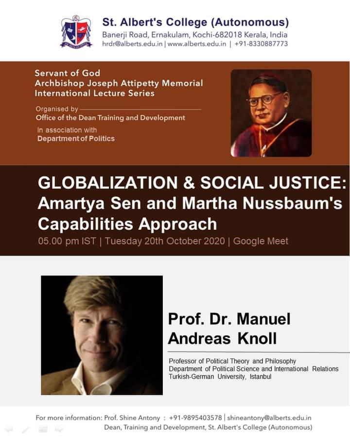 *SG. Archbishop Joseph Attipetty Memorial International Lecture Series*on *Globalization & Social Justice: Amartya Sen and Martha Nussbaum’s Capabilities Approach*