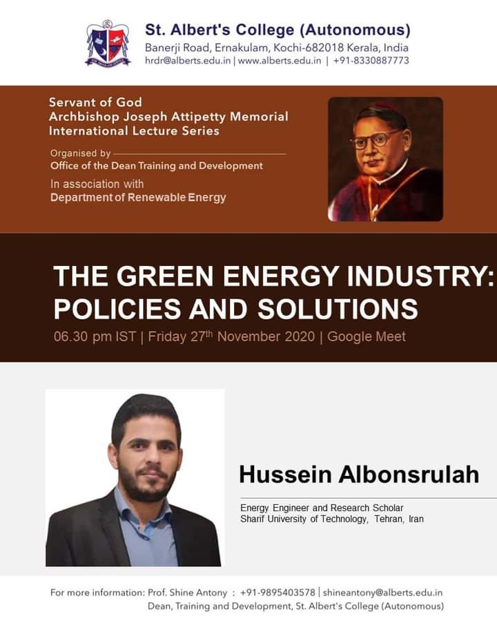 *Servant of God Archbishop Joseph Attipetty Memorial International Lecture Series*  on *The Green Energy Industry: Policies and Solutions*