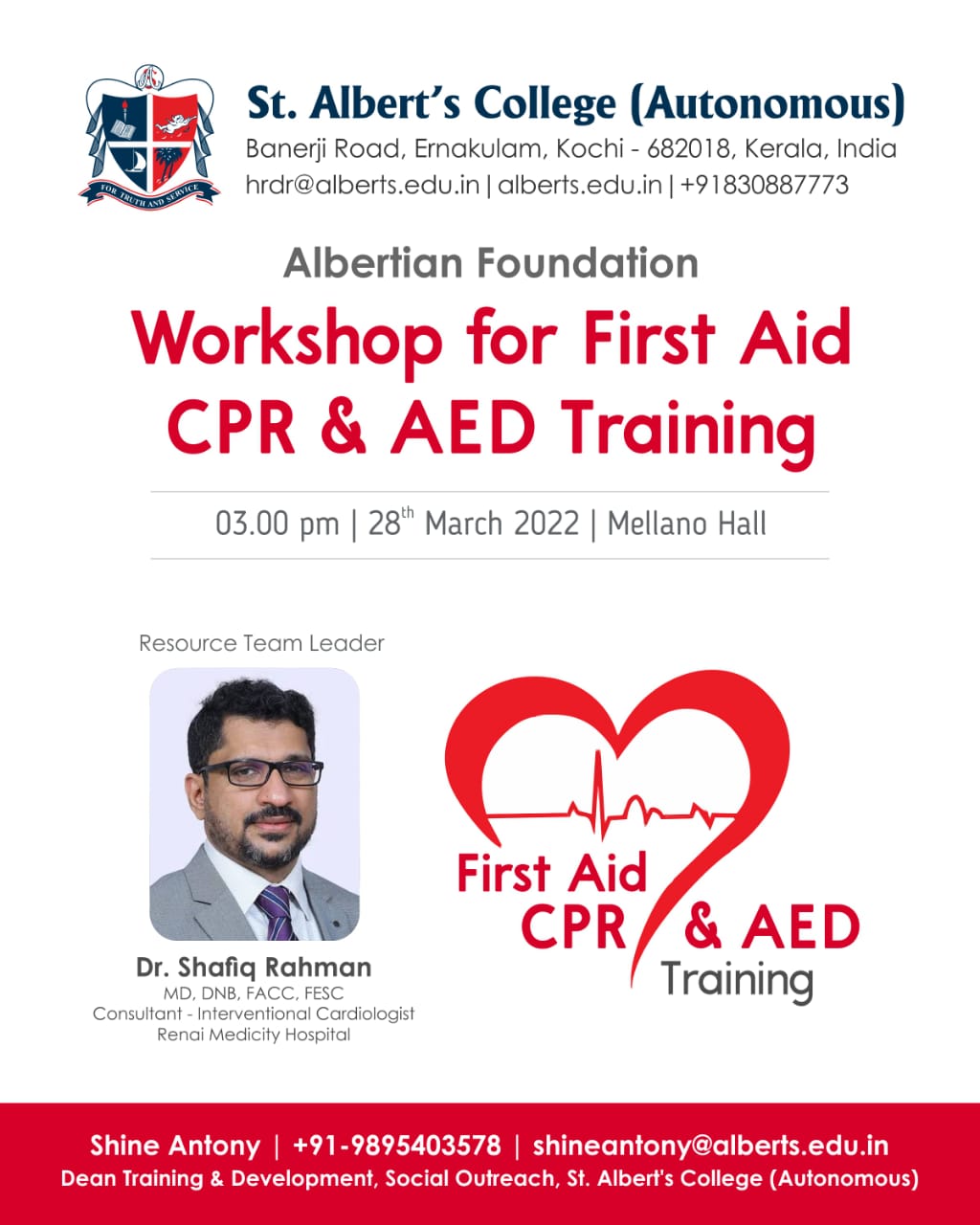 One Day Workshop for First Aid, CPR & AED Training