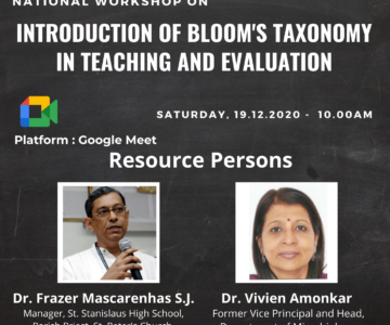 Webinar – Introduction of Bloom’s Taxonomy in Teaching and Evaluation