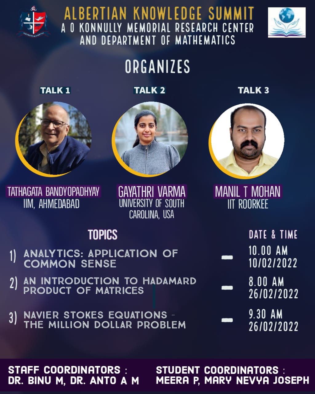 AKS 2022- Analytics : Application of Common Sense, An Introduction to Hadamard Product of Matrices, Navier Stokes Equations – The Million Dollar Problem