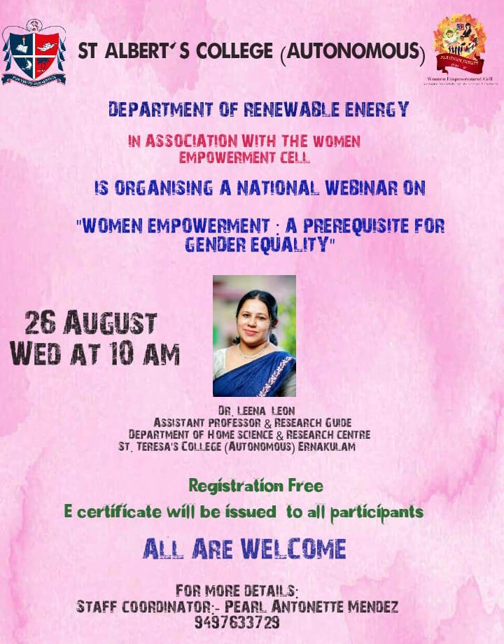 National Webinar on Women Empowerment – A Prerequisite for Gender Equality