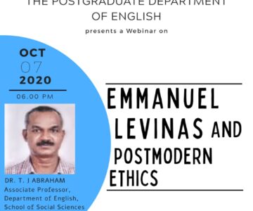 The Post Graduate Department of English – Webinar on Emmanuel Levinas and Postmodern Ethics