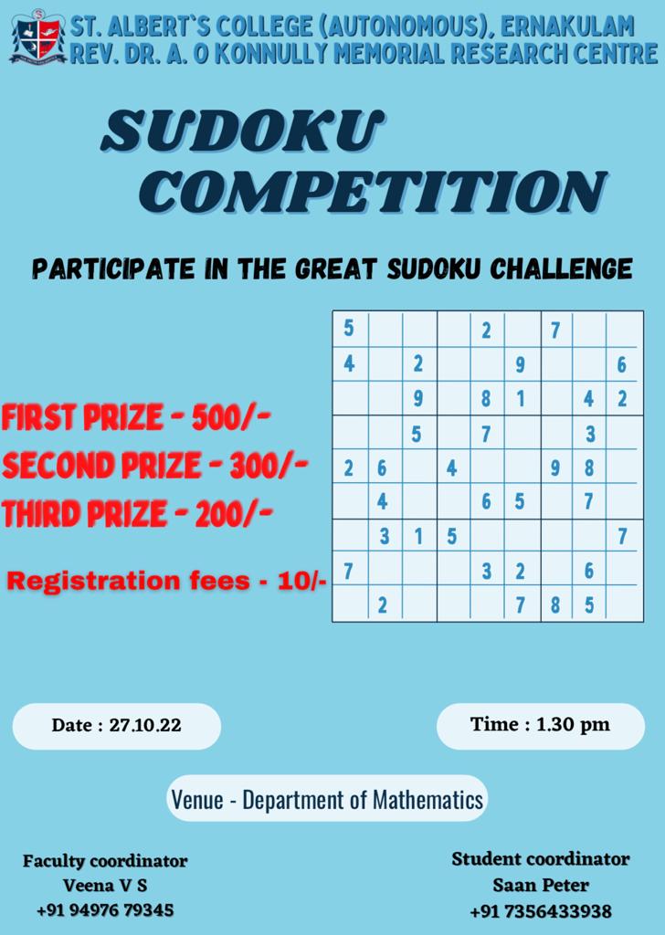 Sudoku Competition St Albert s College Autonomous Kochi Ernakulam