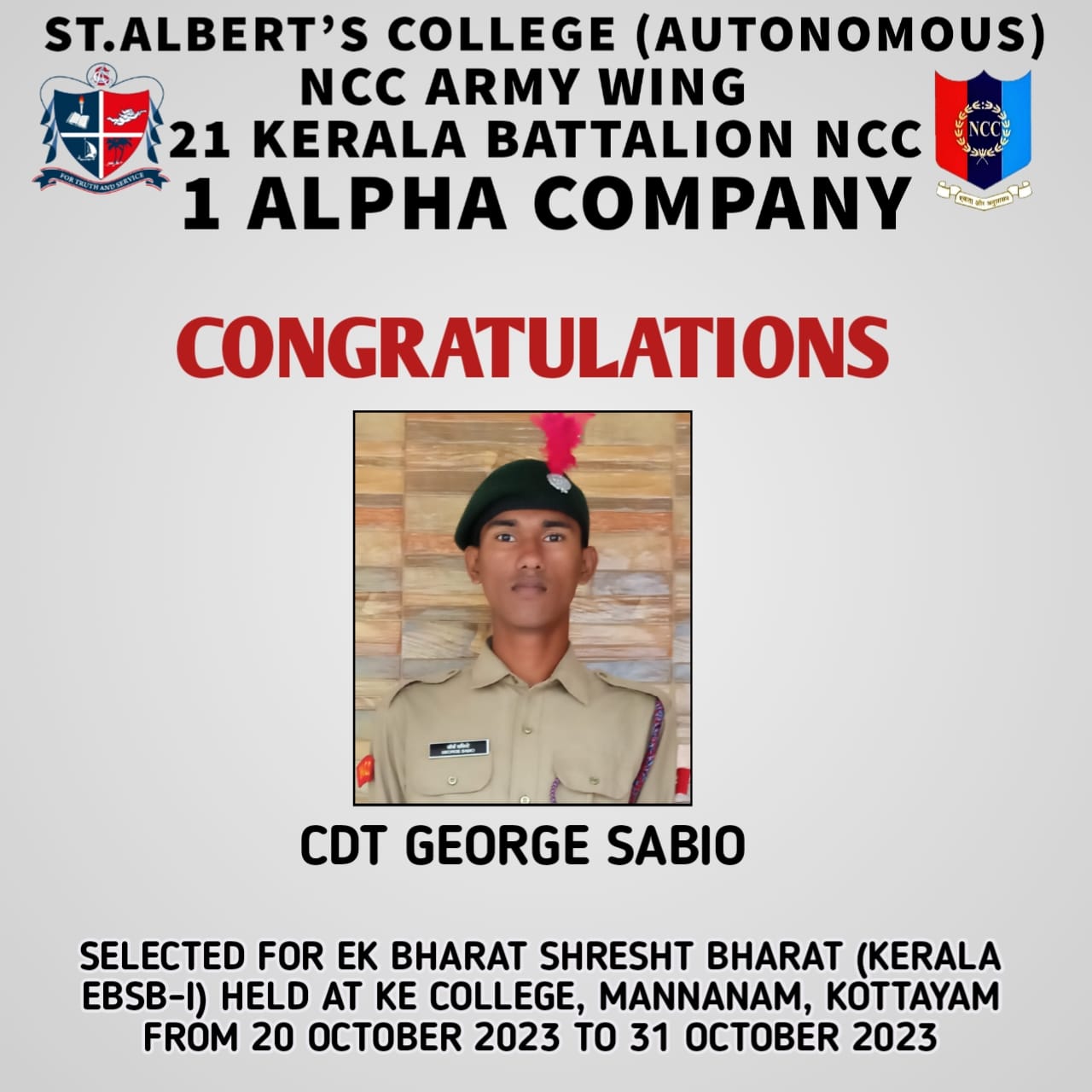 Congratulations CDT George Sabio