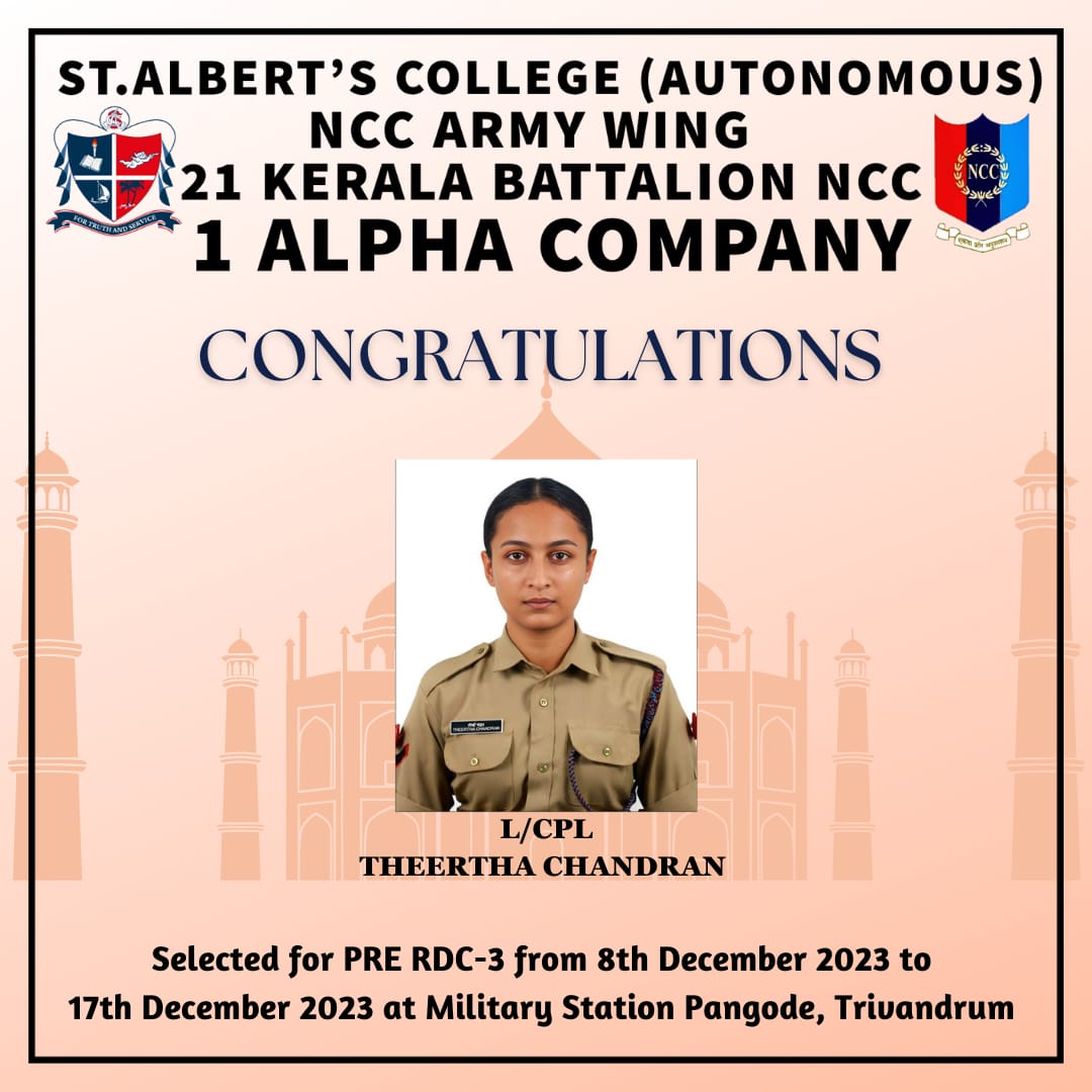 CONGRATULATION – L/CPL THEERTHA CHANDRAN