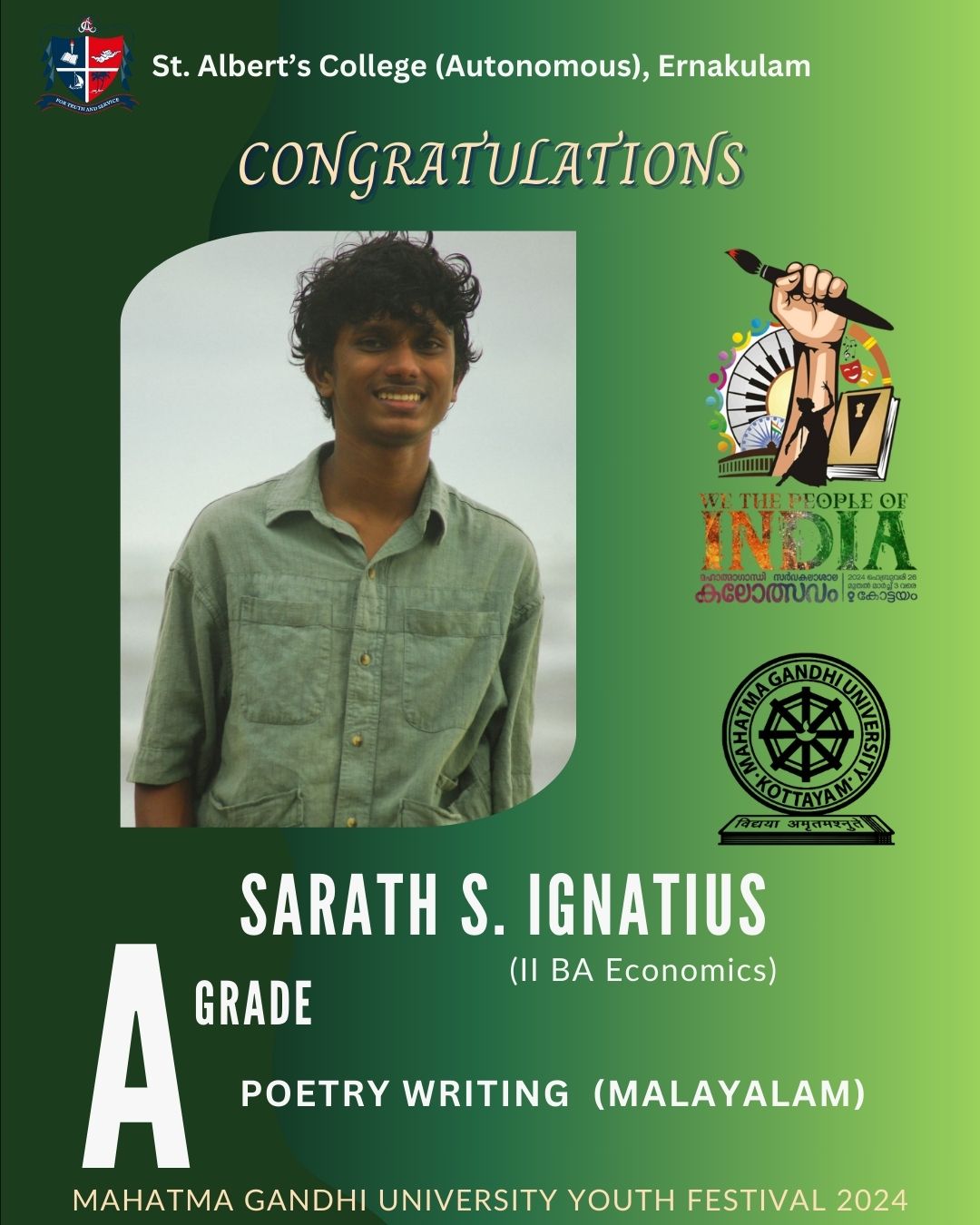 Congratulations Sarath S. Ignatius